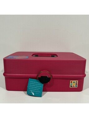 BRAND NEW W/TAGS VTG 1990s Caboodles Pink Makeup Jewelry Organizer Case & Handle